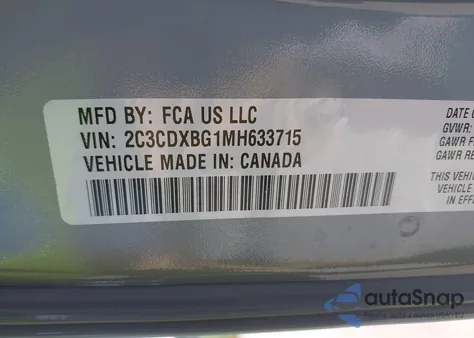 2021 Dodge Charger Sxt Rwd from USA, damaged, VIN 2C3CDXBG1MH633715